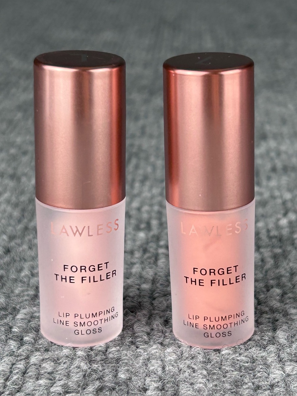 2x LAWLESS Forget Filler Lip Plumping Line Smoothing Gloss NUDIE & ROSY OUTLOOK